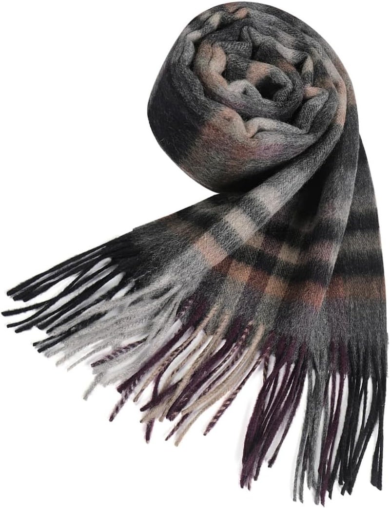 SKNSOFT Winter Wool Plaid Scarf for Men,Women Fashion Tartan Wrap Checkered Scarves - Image 4
